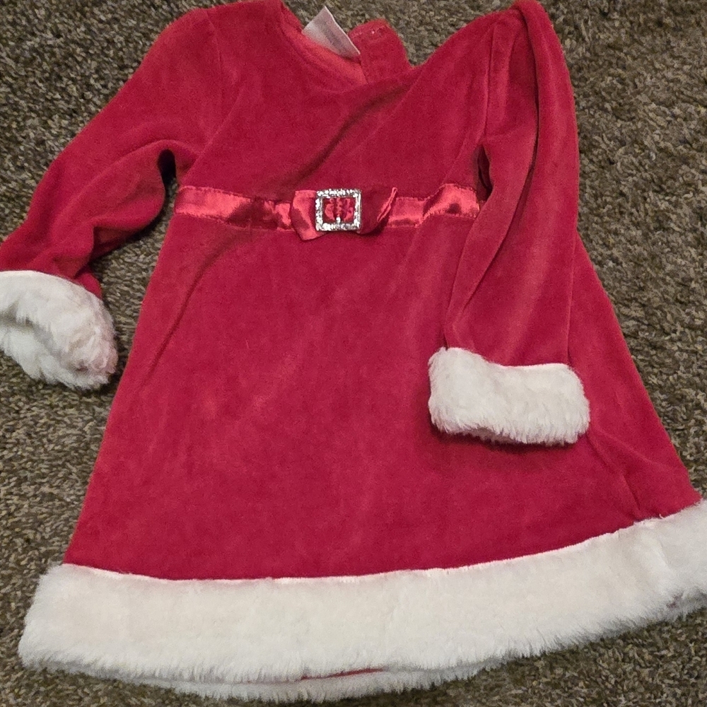 HOST PICK!🎉🎊 Miniwear Red Velvet Holiday DressGlitter Buckle Sz18mo - Picture 2 of 9